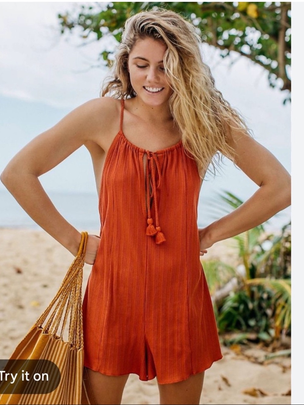 Free people intimately Rust Orange Lightweight Women's Romper